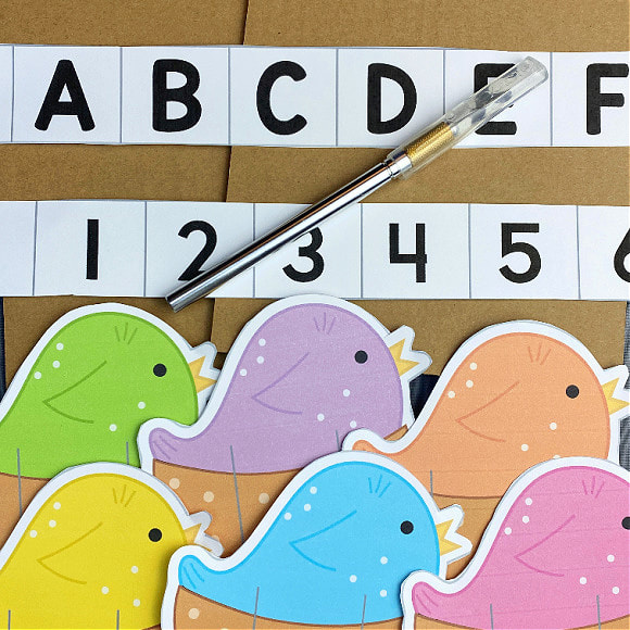 spring bird letter and number identification activity for preschool and kindergarten