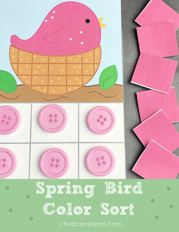 spring color sorting activity for preschool and kindergarten